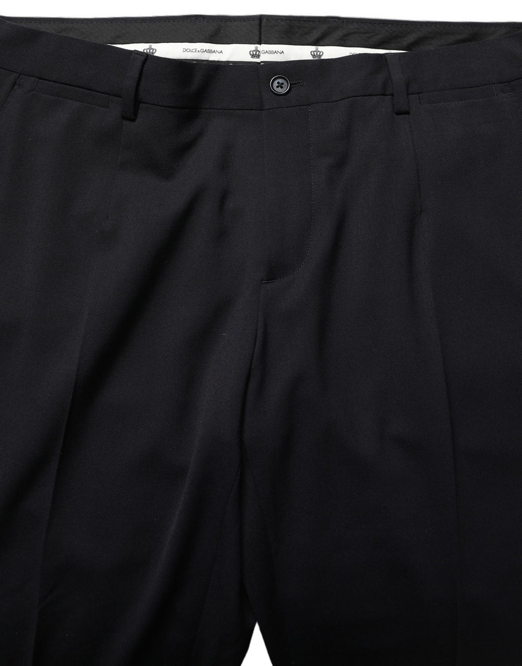 Pantalon habillé en laine noire Dolce & Gabbana, coupe tapered, pantalon élégant pour femme.