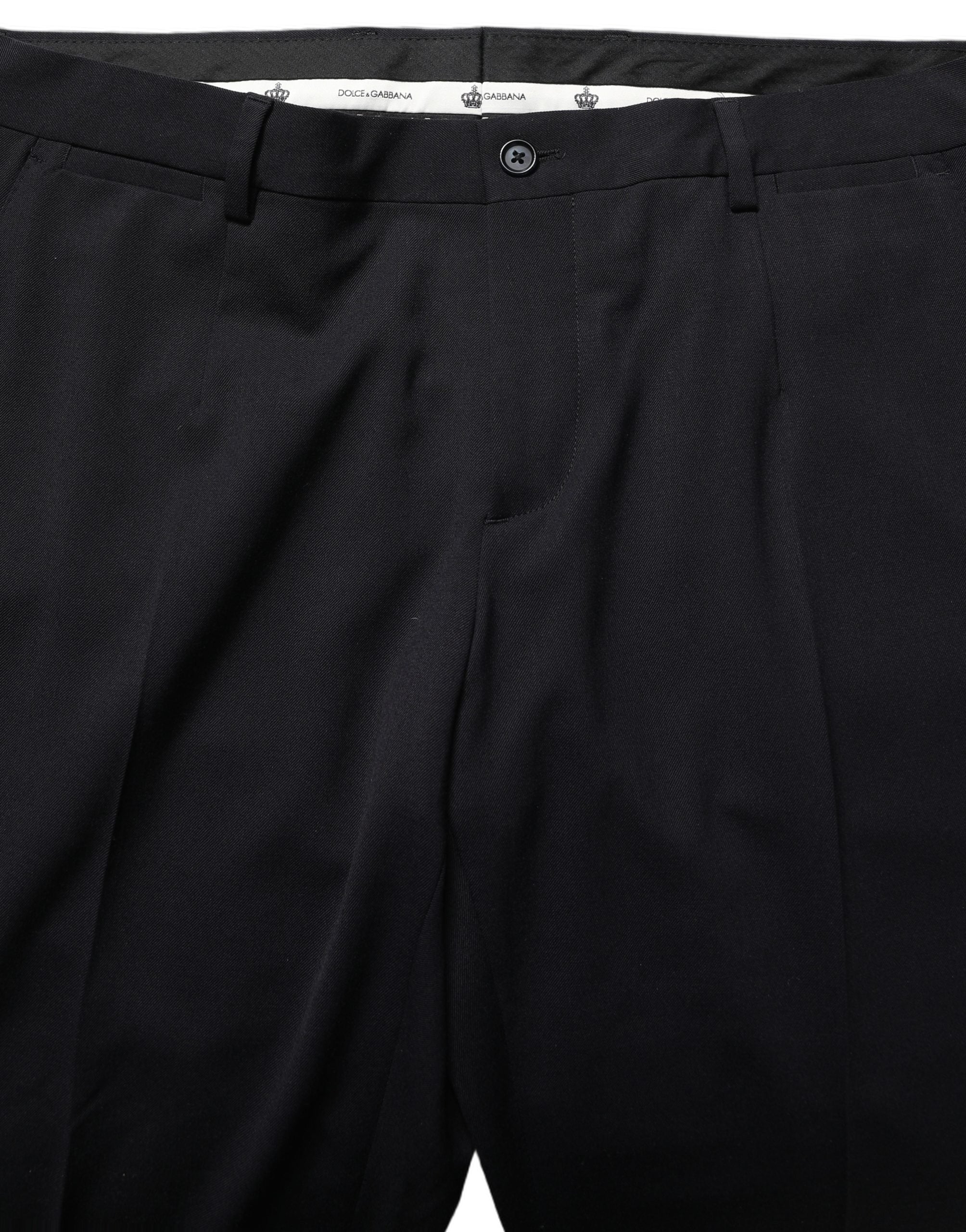 Pantalon habillé en laine noire Dolce & Gabbana, coupe tapered, pantalon élégant pour femme.