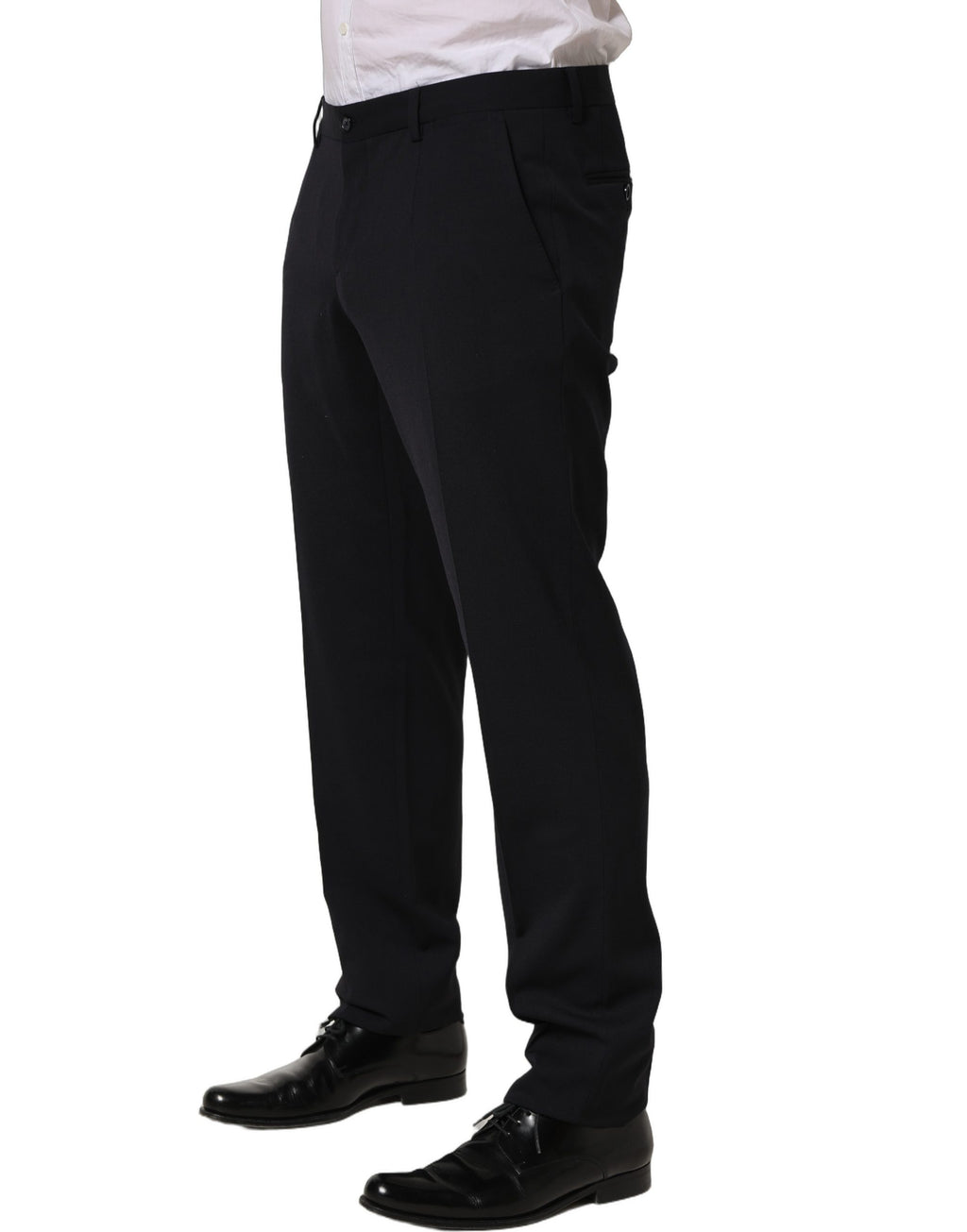Pantalon noir en laine Dolce & Gabbana, pantalon tapered à jambe droite, vêtements élégants pour femme.