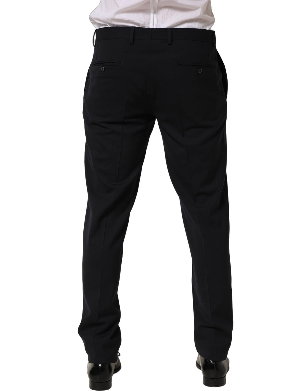 Pantalon en laine noire Dolce & Gabbana, coupe tapered, pantalon habillé pour femme, détails élégants et tissu de qualité.