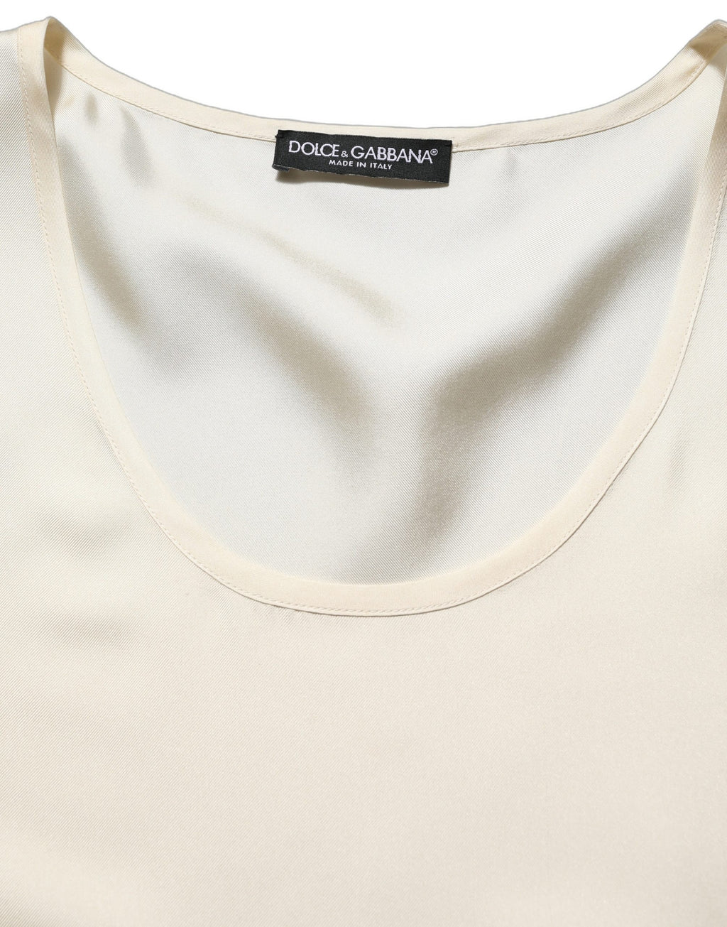 T-shirt sans manches en soie blanche Dolce & Gabbana, haut élégant avec coupe ajustée et finition lisse.