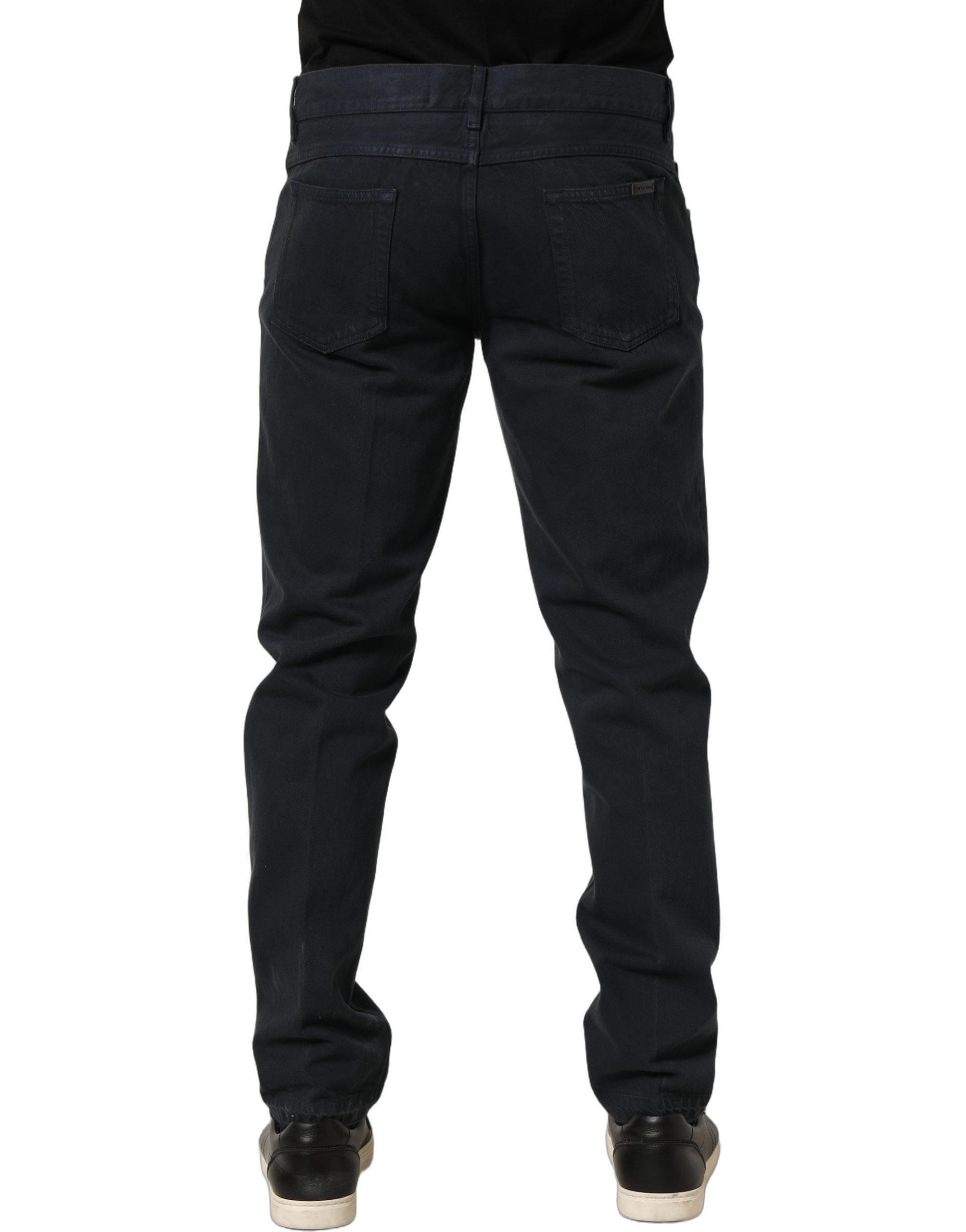Jeans homme Dolce & Gabbana en coton noir, coupe skinny, taille mi-hauteur, denim ajusté et tendance.