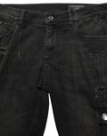Pantalon cargo en coton noir distressed de Dolce & Gabbana pour homme, denim avec détails usés.