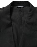 Costume homme en lin noir Dolce & Gabbana, costume deux pièces à coupe slim pour occasion formelle.