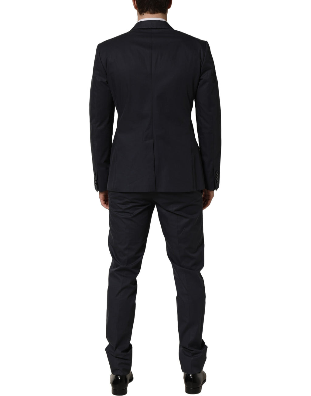 Costume homme Dolce & Gabbana en coton bleu, costume deux pièces ajusté pour occasions formelles.