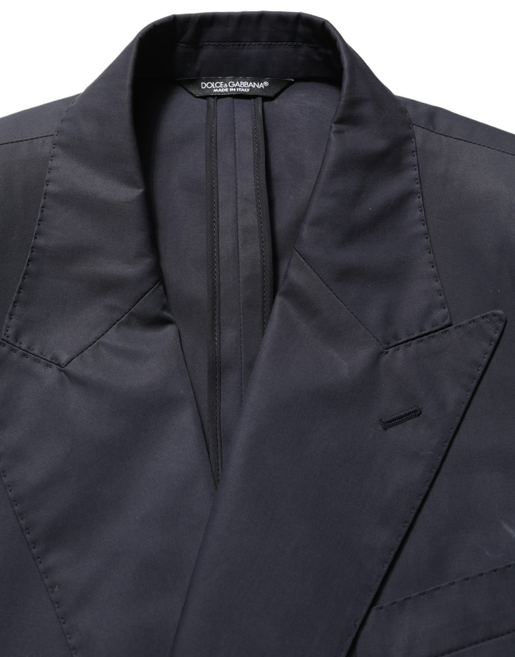 Costume homme Dolce & Gabbana en coton bleu, costume deux pièces slim fit formel avec veste et pantalon.