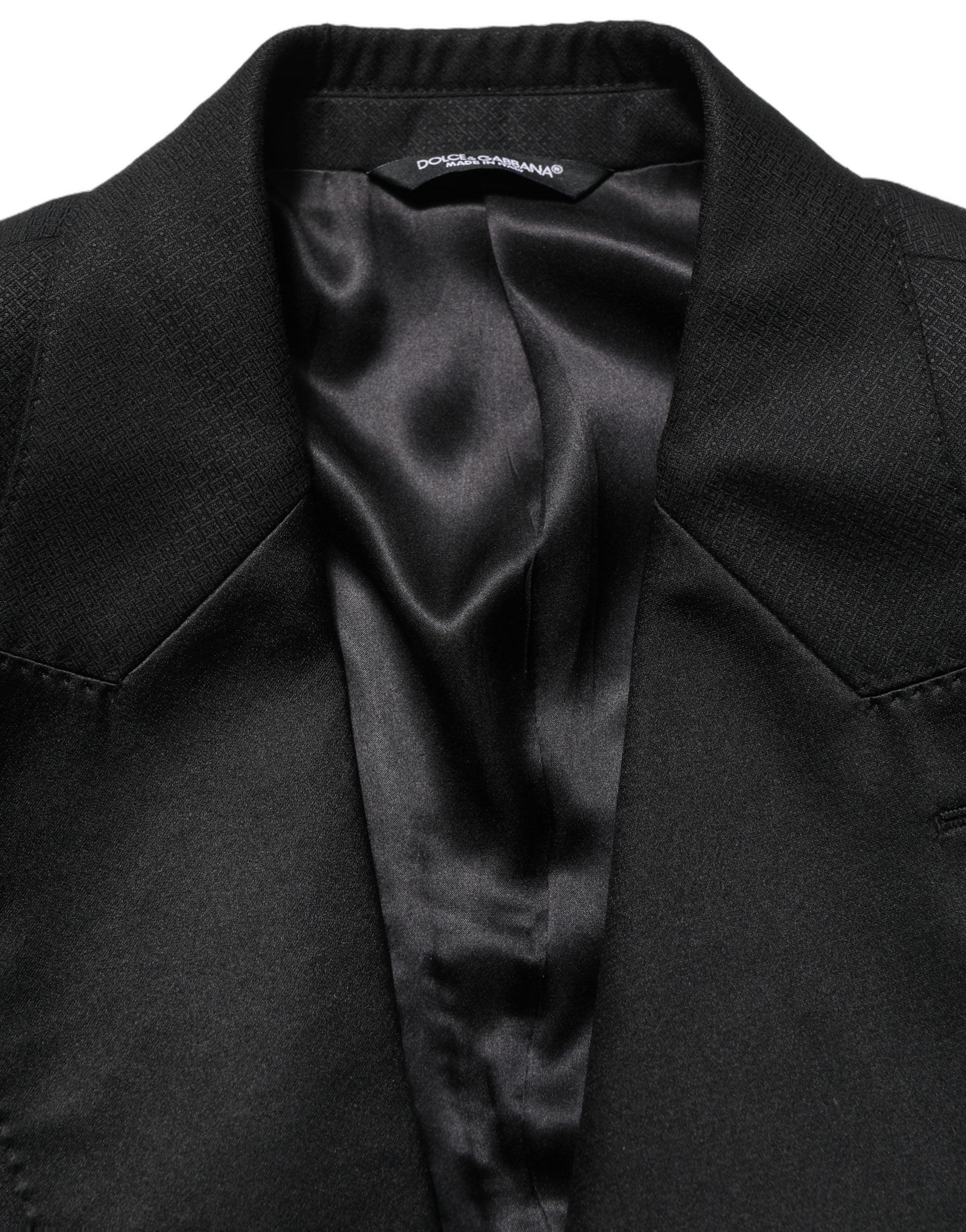 Costume homme Dolce & Gabbana en laine noire, costume deux pièces ajusté, parfait pour occasions formelles.