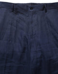 Pantalon homme Dolce & Gabbana en lin bleu, coupe droite, style pantalon de costume élégant.