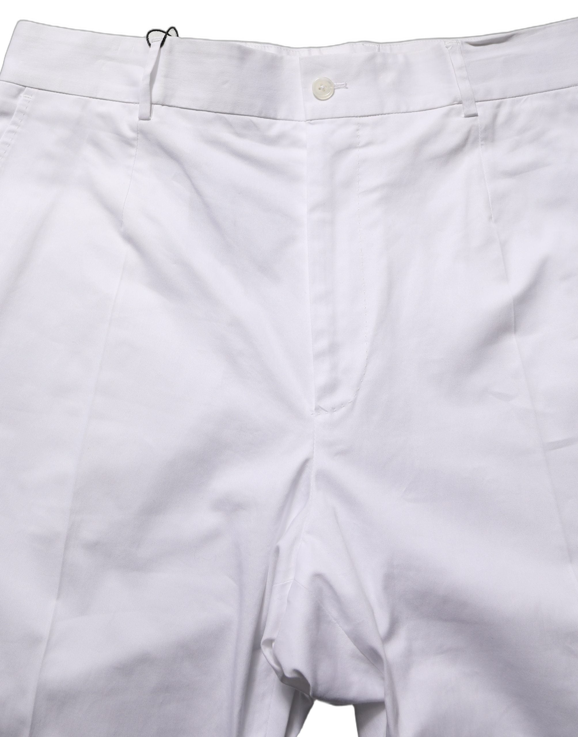 Pantalon habillé blanc en coton Dolce & Gabbana à jambe fuselée, modèle élégant et tendance pour femme.
