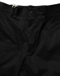 Pantalon noir en coton Dolce & Gabbana à jambe tapered, pantalon habillé élégant pour femmes.