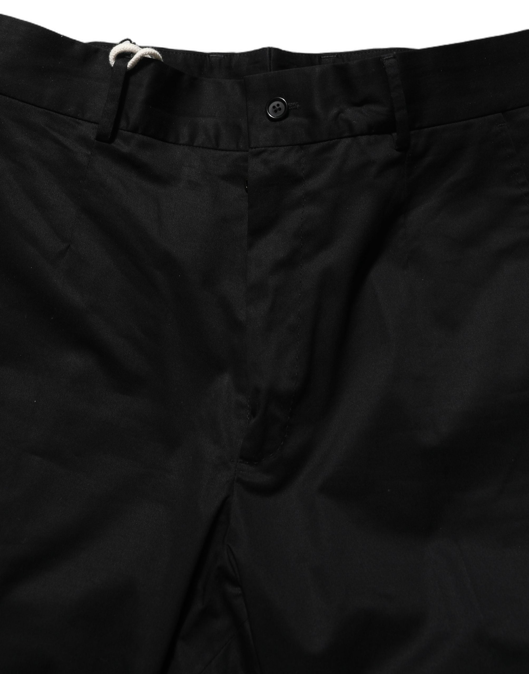 Pantalon noir en coton Dolce & Gabbana à jambe tapered, pantalon habillé élégant pour femmes.