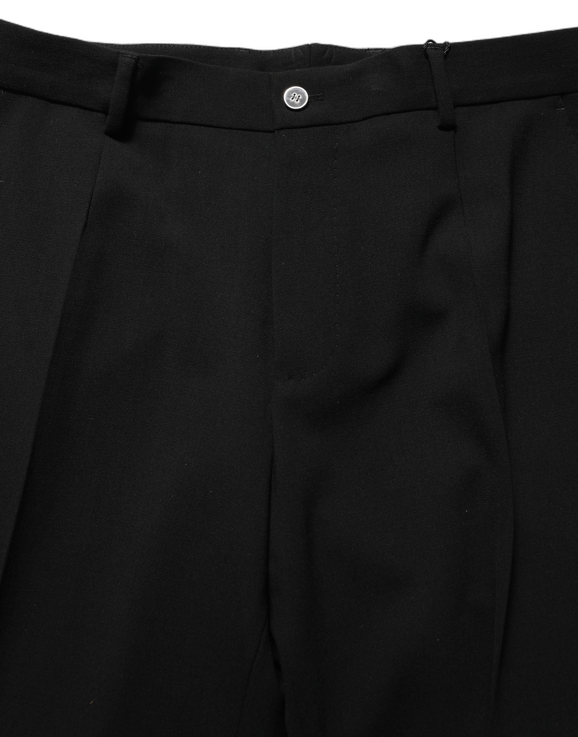 Pantalon homme noir en laine droite de la marque Dolce & Gabbana, style élégant et classique.