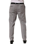 Pantalon homme à coupe tapered en laine grise de Dolce & Gabbana, style élégant et moderne.