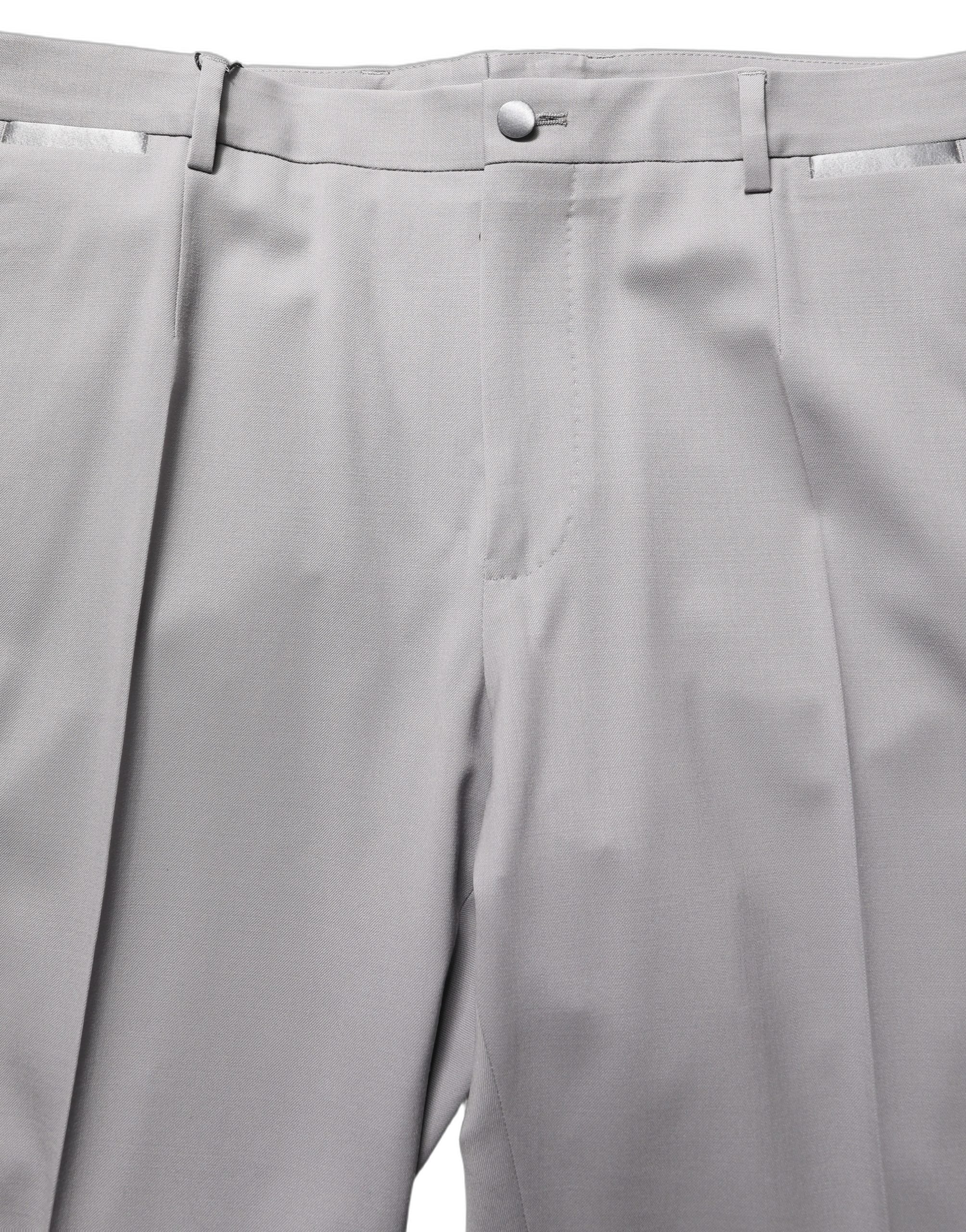 Pantalon homme Dolce & Gabbana en laine gris à coupe tapered, style élégant pour dressing formel.