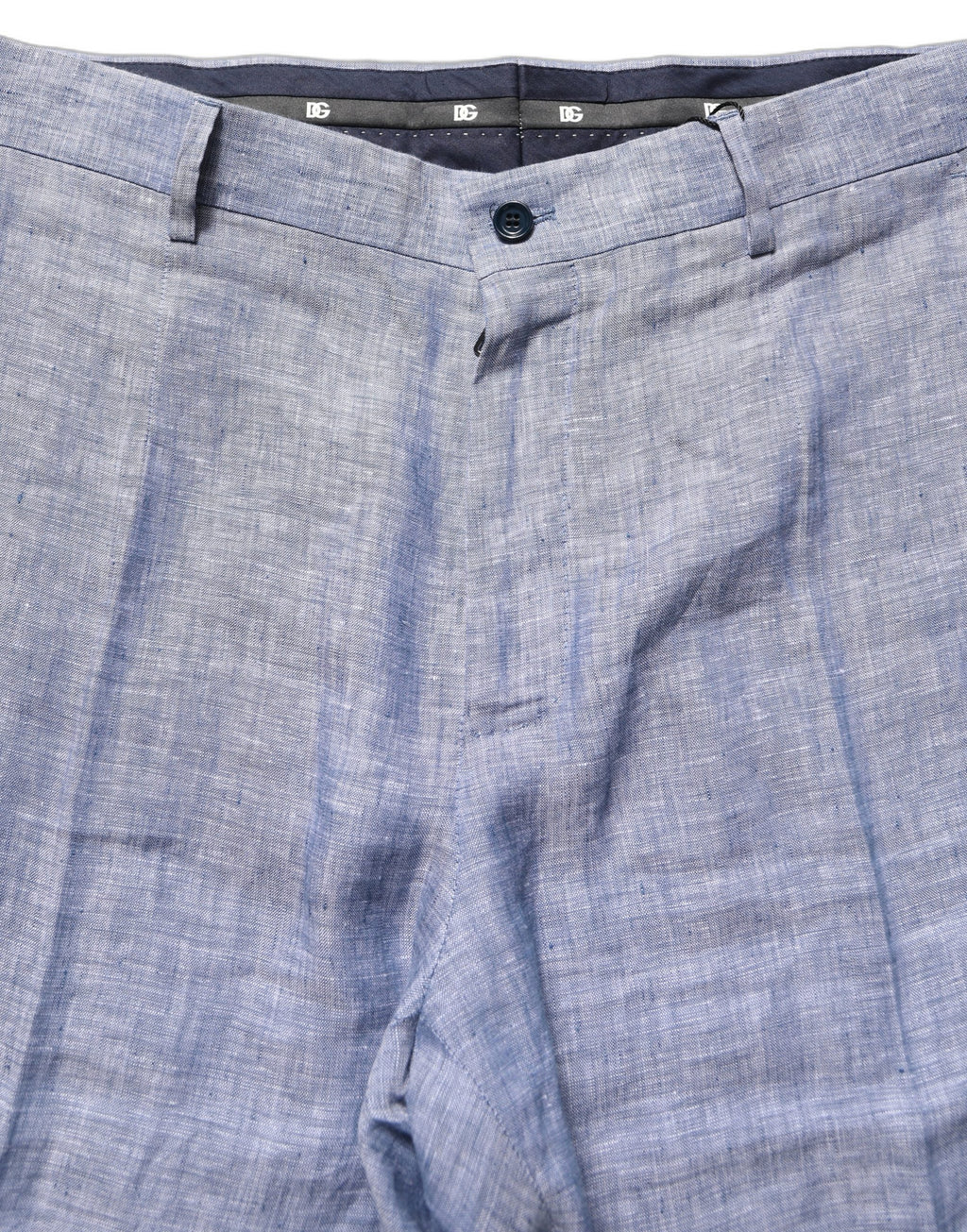 Pantalon droit en lin Light Blue de Dolce & Gabbana, pantalon pantalon élégant avec coupe droite et style sophistiqué.