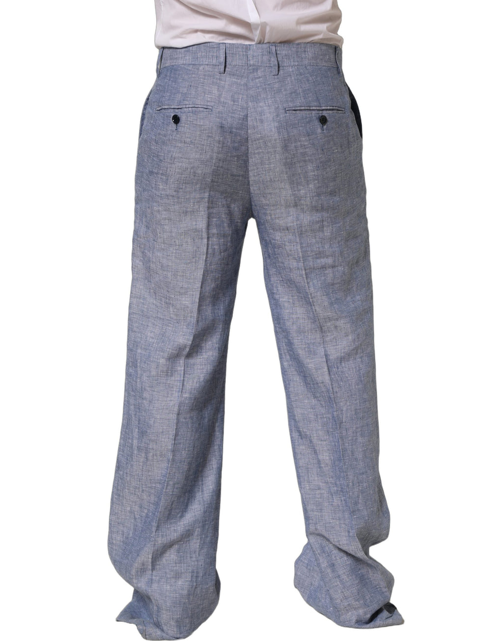Pantalon droit en lin Light Blue de Dolce & Gabbana, pantalon élégant pour femmes, avec coupe fluide et tissu léger.