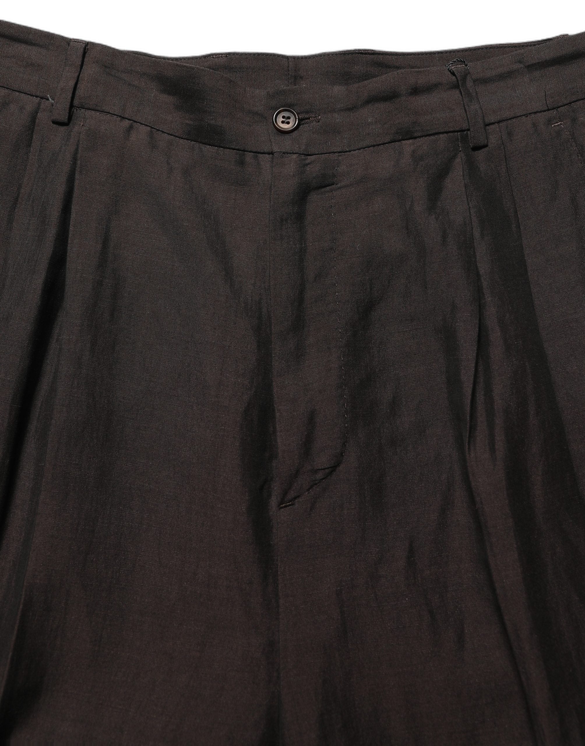 Pantalon homme Dolce & Gabbana en lin marron, coupe droite, style pantalon de costume élégant.