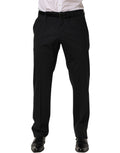 Pantalon Dolce & Gabbana en laine noire, coupe tapered, pantalon de costume pour femme avec une finition élégante.