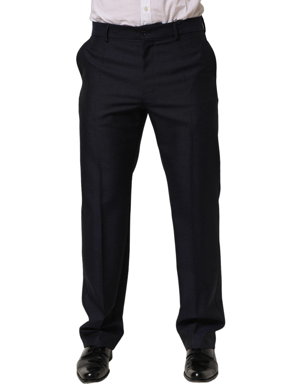 Pantalon noir en laine Dolce & Gabbana, coupe tapered, pantalon habillé élégant pour femmes.