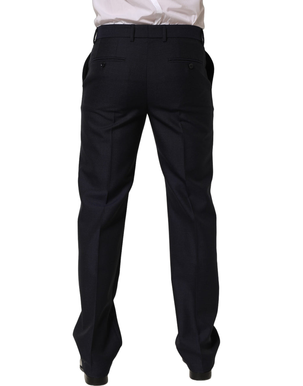 Pantalon femme Dolce & Gabbana en laine noire, coupe tapered, jambes ajustées, style pantalon de robe élégant.