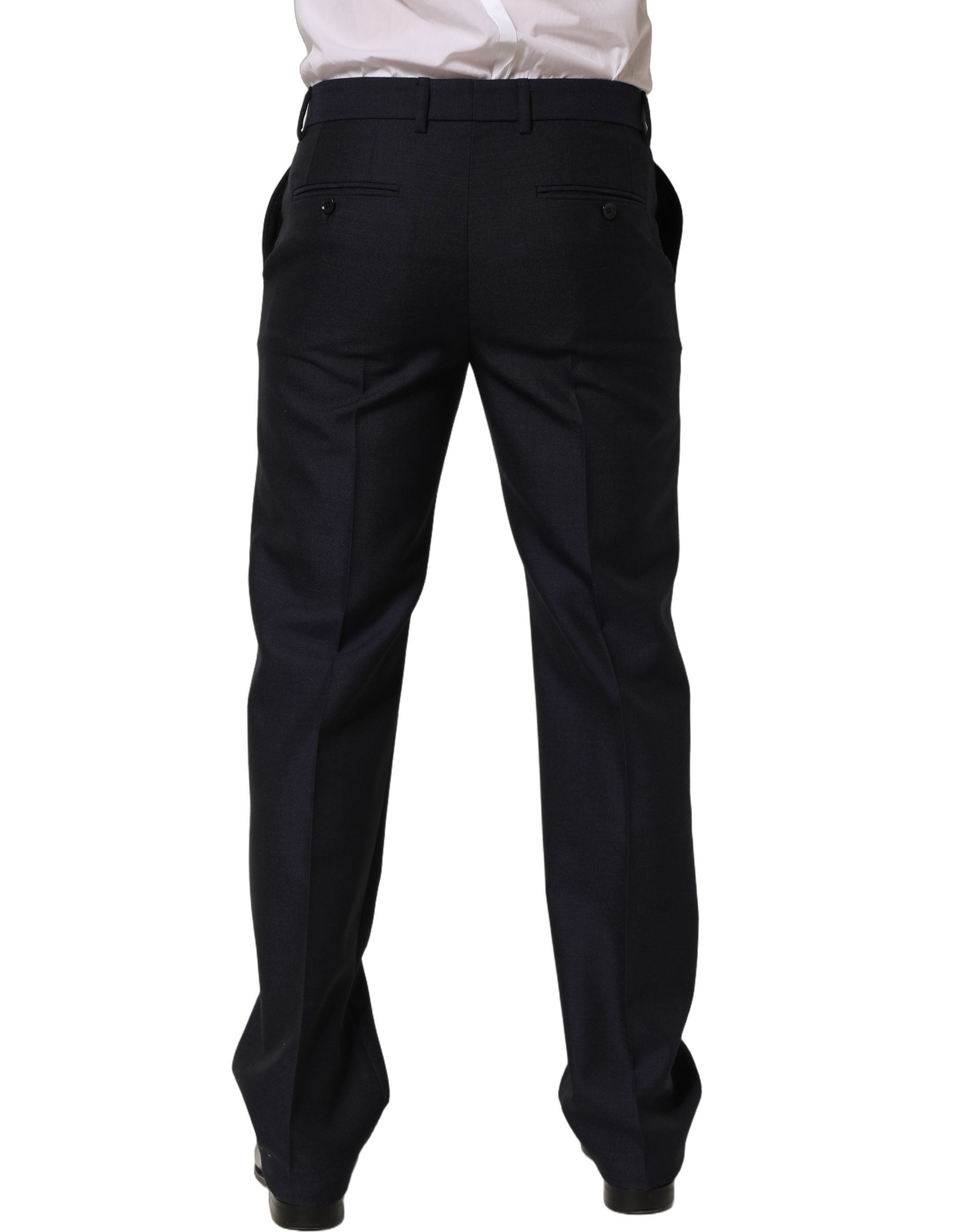 Pantalon femme Dolce & Gabbana en laine noire, coupe tapered, jambes ajustées, style pantalon de robe élégant.