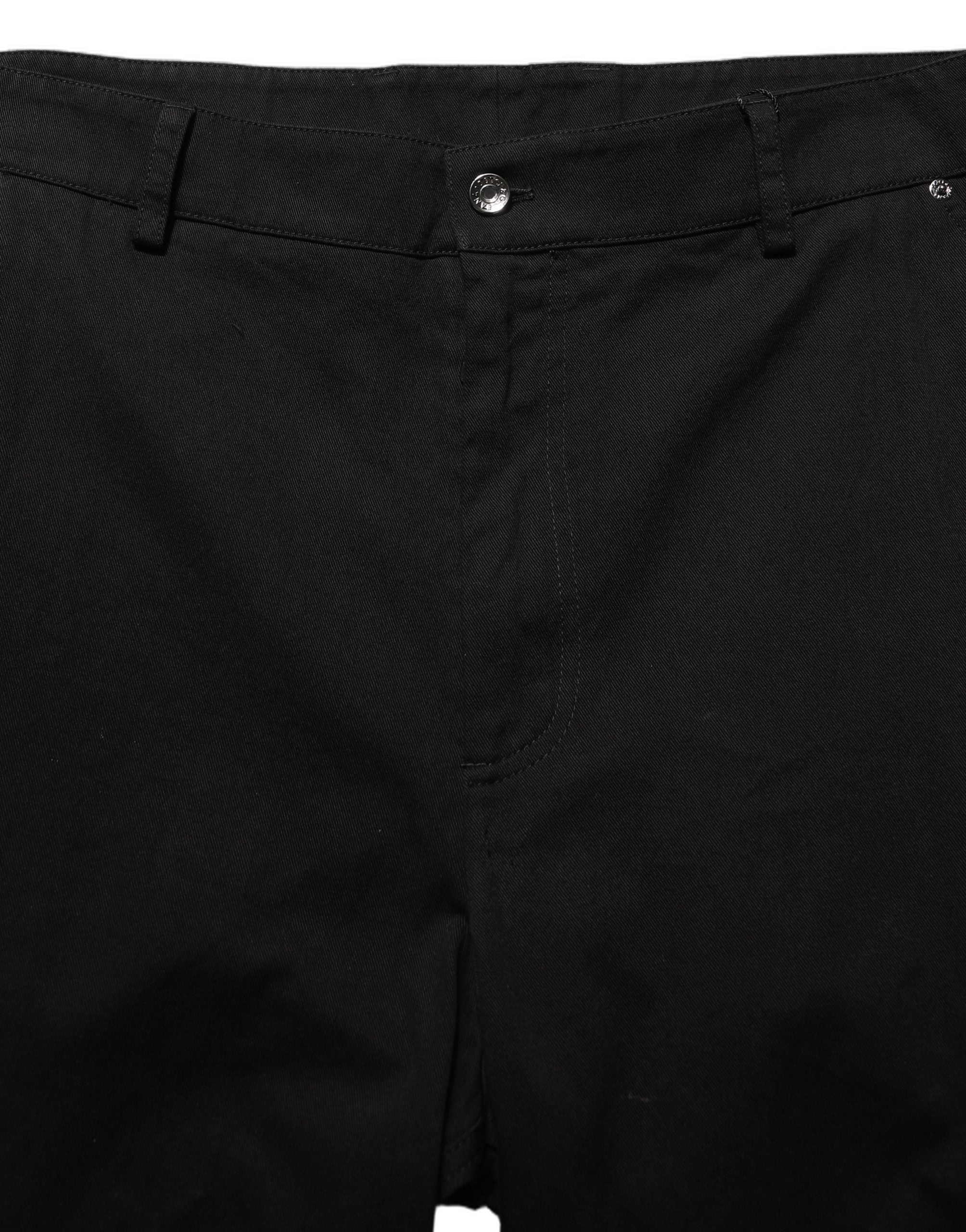 Pantalon homme Dolce & Gabbana noir, taille mi-haute, coupe droite, en tissu élégant, visible en détail sur l'image.