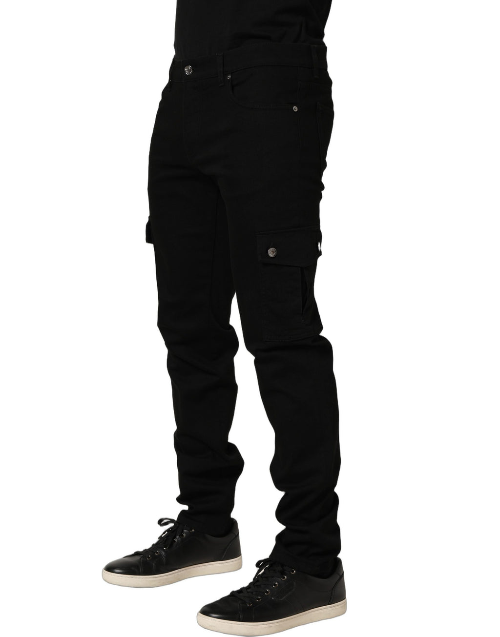 Jeans homme skinny en coton stretch noir de Dolce & Gabbana, coupe ajustée et détails en denim.