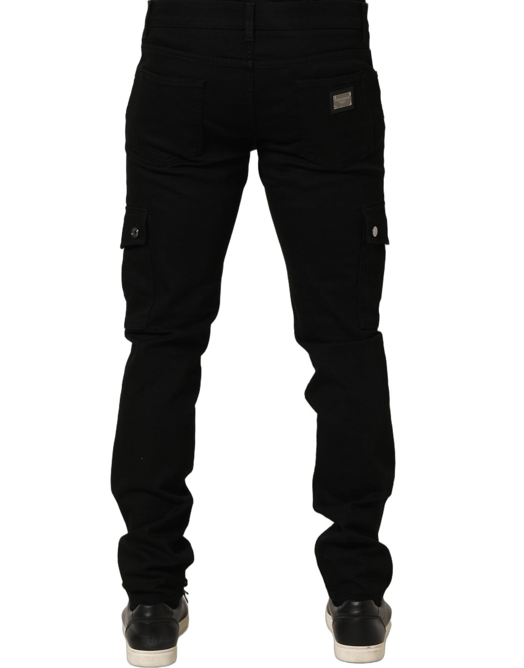 Jeans homme skinny en coton stretch noir Dolce & Gabbana, coupe ajustée et design élégant.