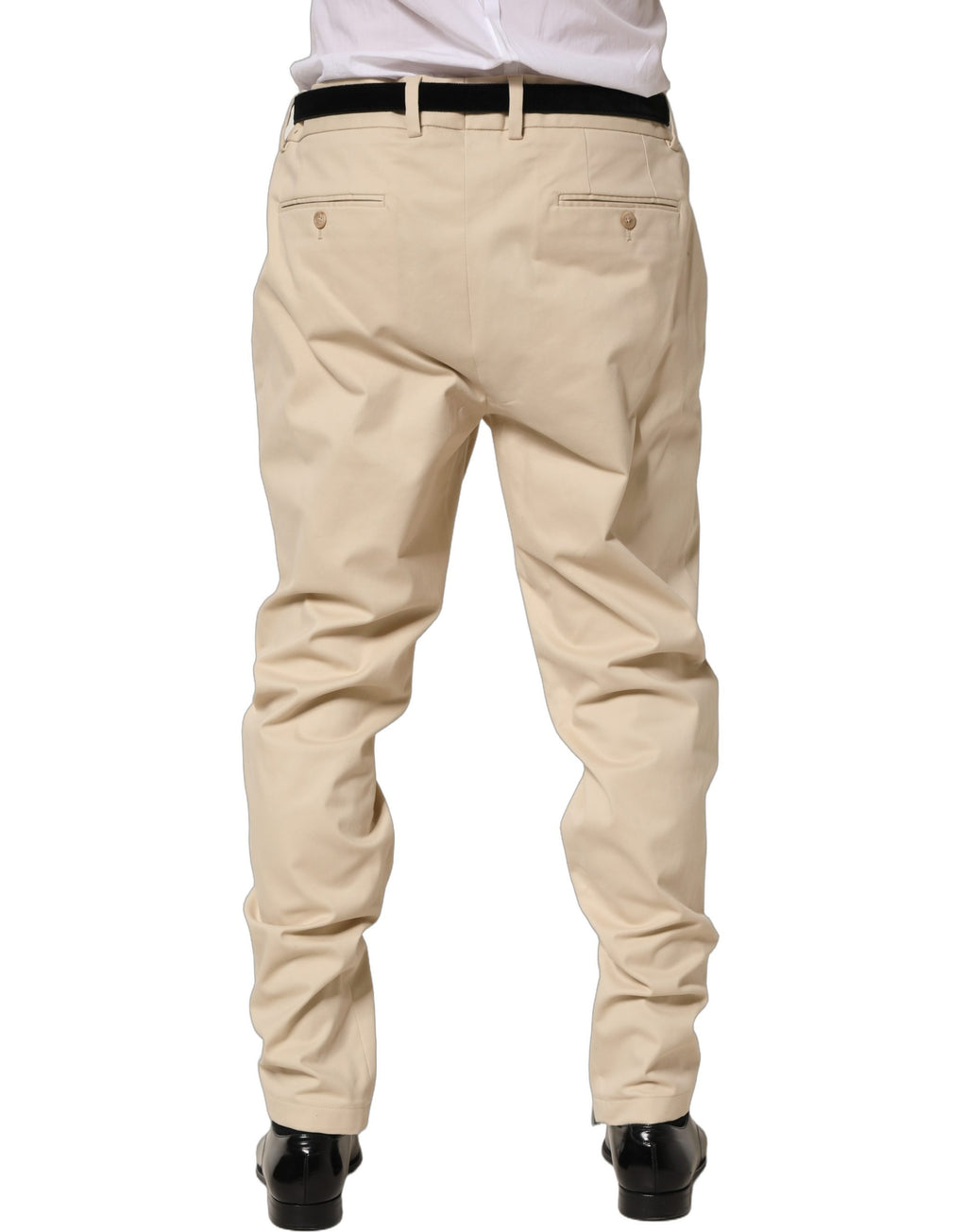 Pantalons homme beige à taille moyenne et coupe tapered Dolce & Gabbana, style élégant et moderne.
