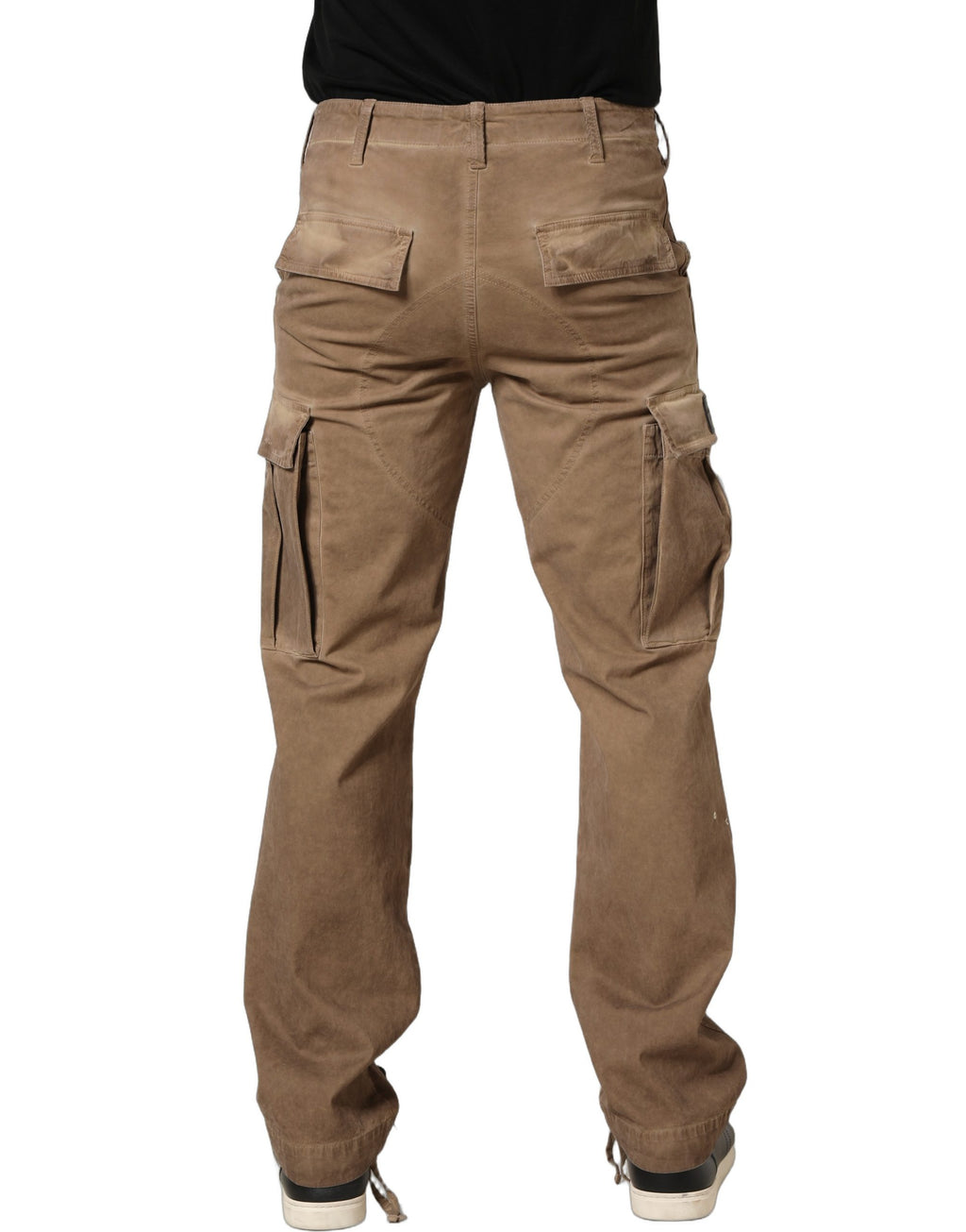 Pantalon cargo marron Dolce & Gabbana à taille moyenne, coupe droite, style décontracté, visible sur la photo.