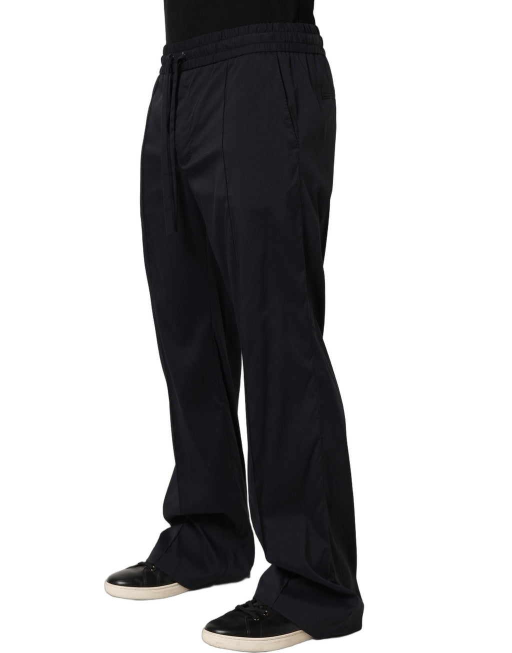 Pantalon de jogging droit en nylon noir de Dolce & Gabbana, style sportif avec ceinture élastique et poches latérales.