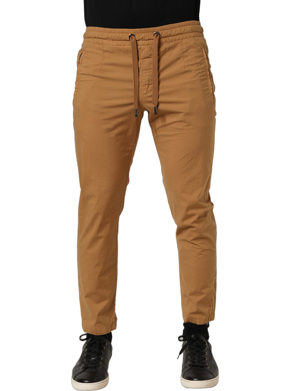 Pantalon de jogging Dolce & Gabbana marron ajusté taille moyenne, style skinny, en tissu confortable pour homme.