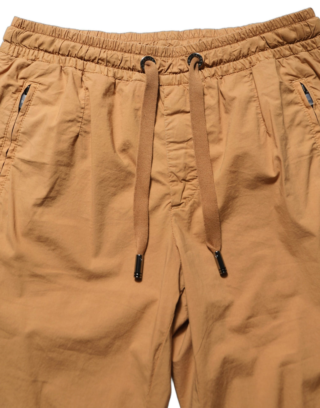 Pantalons jogger slim marron Dolce & Gabbana, taille mi-haute, en coton doux, avec cordon de serrage et poches latérales.