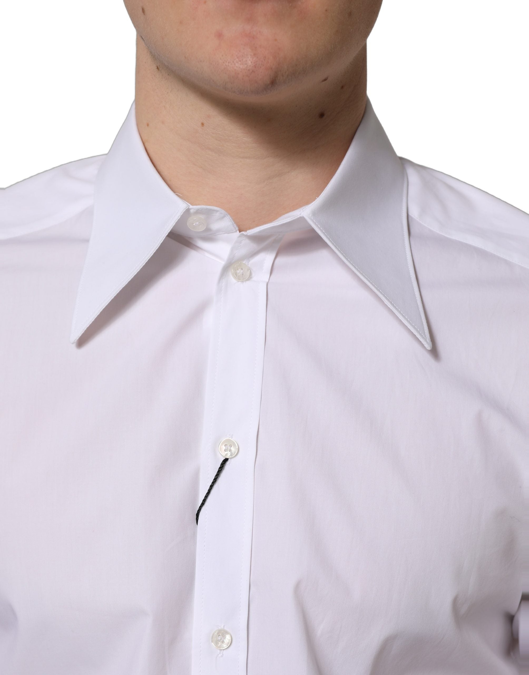 Chemise blanche à manches longues Dolce & Gabbana MARTINI pour homme, élégante et classique, vue de face.