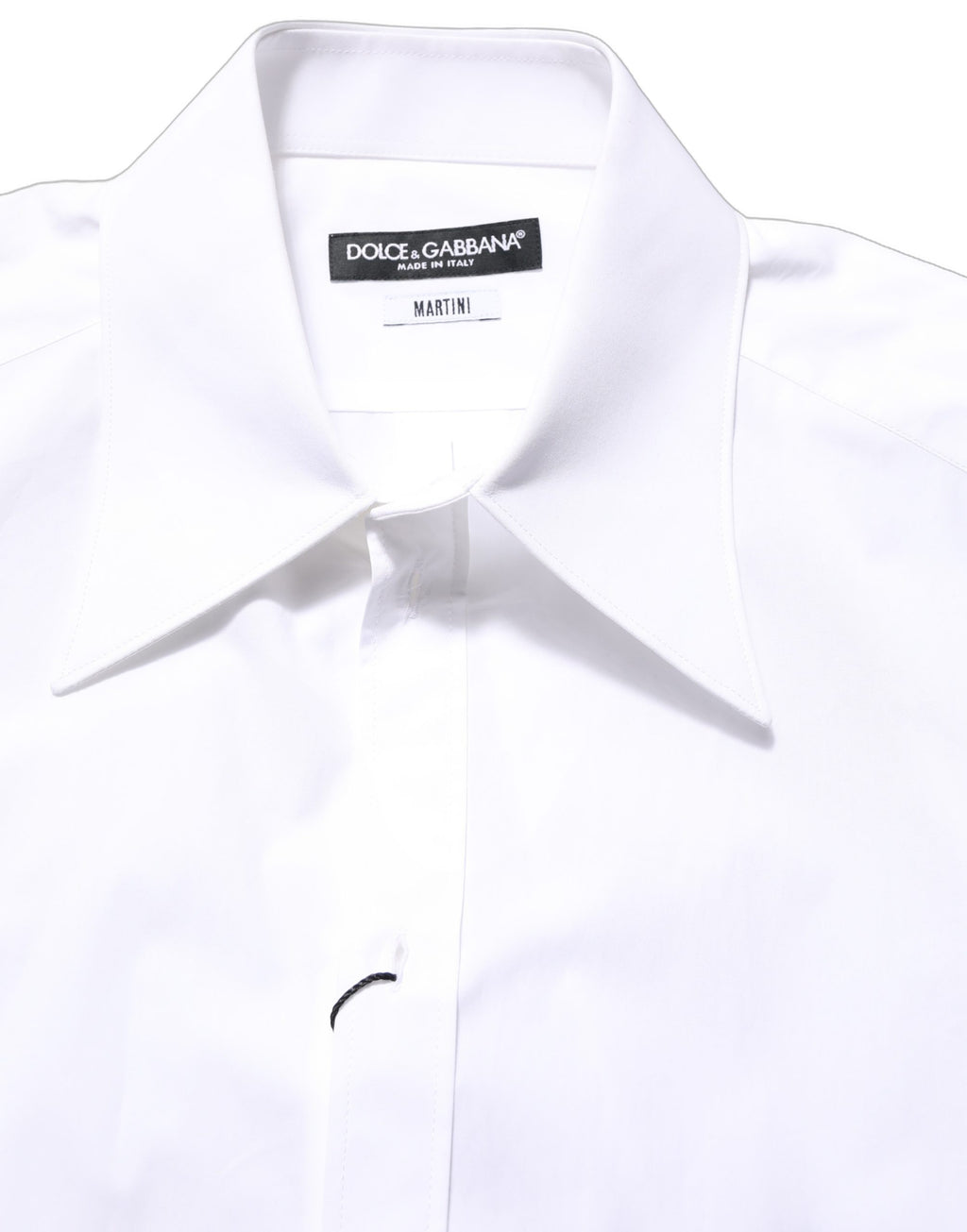 Chemise homme Dolce & Gabbana Martini blanche à manches longues, élégante et sophistiquée, vue de face.