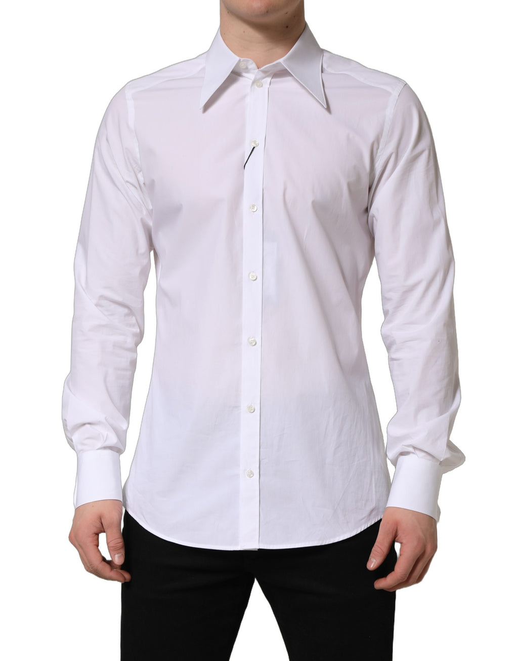 Chemise homme blanche Dolce & Gabbana MARTINI à manches longues, style élégant et classique pour cérémonie ou tenue formelle.