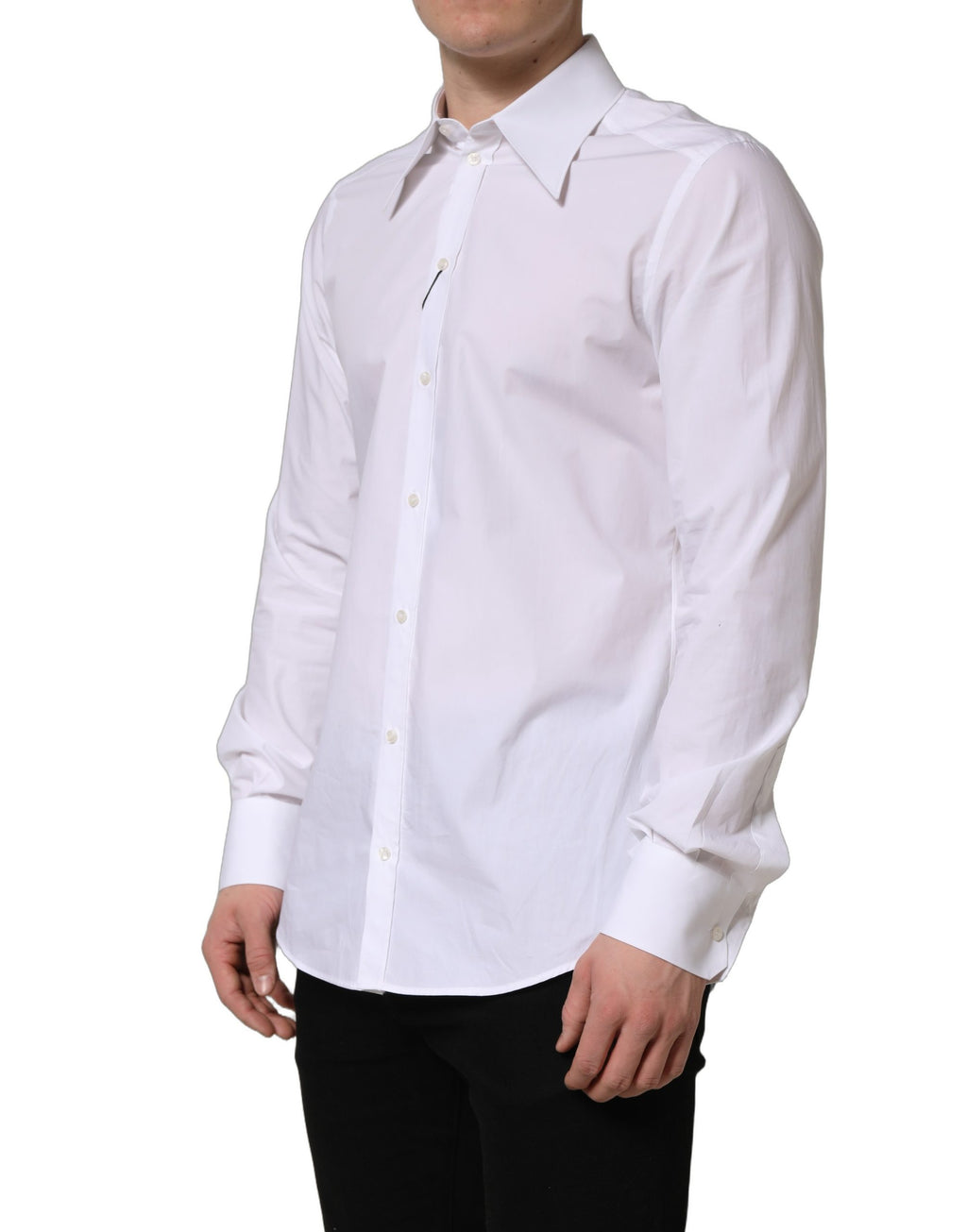 Chemise homme à manches longues Dolce & Gabbana Martini blanche, élégante et sophistiquée, en coton de haute qualité.
