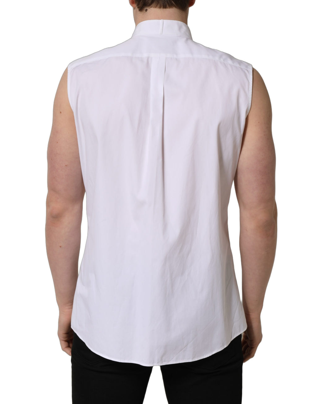Chemise homme sans manches Dolce & Gabbana en coton blanc, style Martini, veste élégante pour occasions formelles