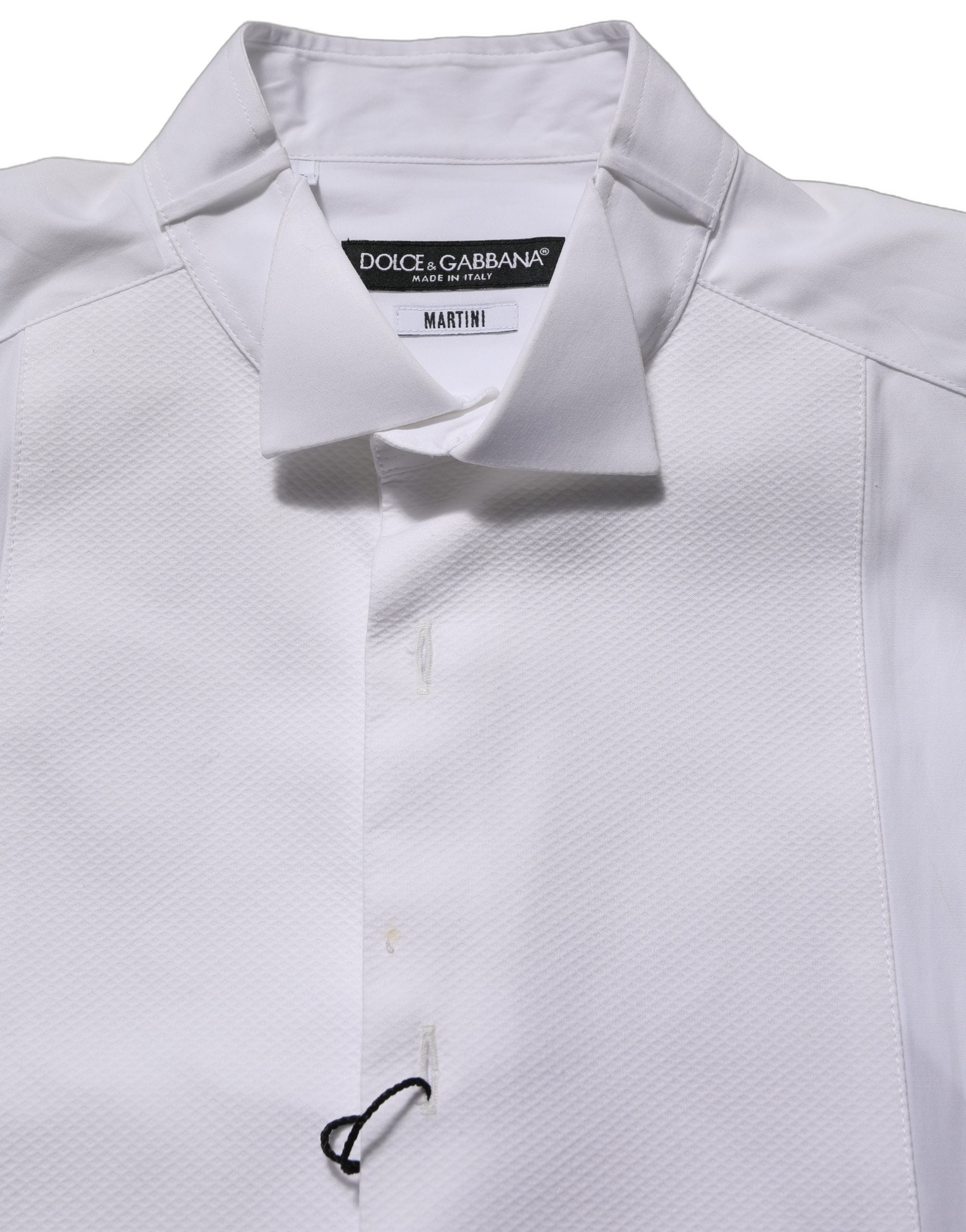 Chemise homme sans manches Dolce & Gabbana en coton blanc, style Martini, élégante et ajustée.