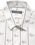 Chemise blanche Dolce & Gabbana avec motif abeilles en coton et détails dorés, élégante et sophistiquée.