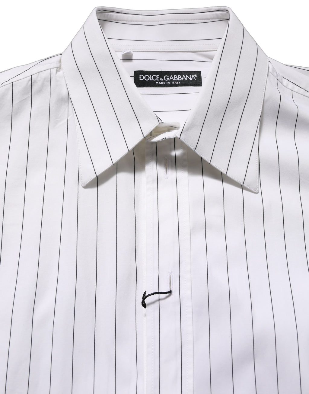 Chemise blanche en coton pour homme de la marque Dolce & Gabbana avec rayures élégantes, style formel et sophistiqué.