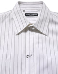 Chemise blanche en coton pour homme de la marque Dolce & Gabbana avec rayures élégantes, style formel et sophistiqué.