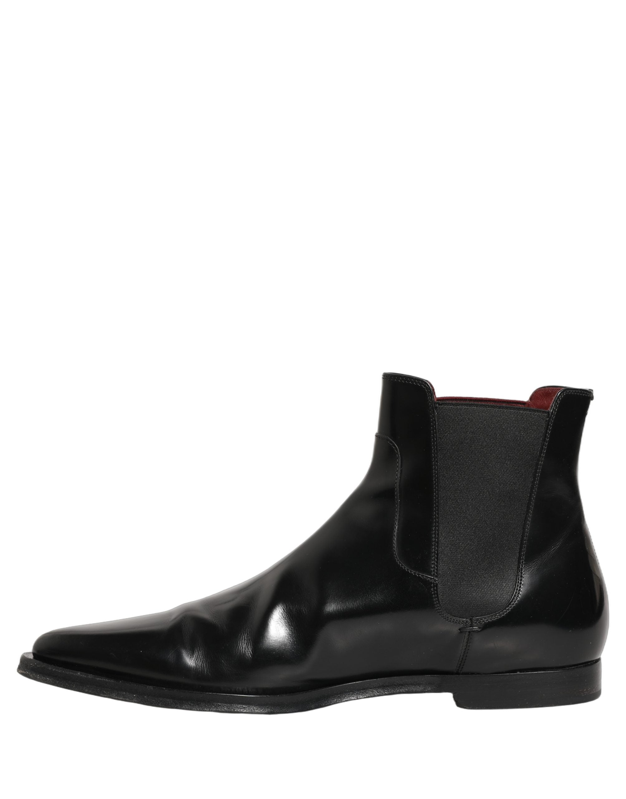Bottes Chelsea noires pour homme de Dolce & Gabbana, chaussures à enfiler et semelle en cuir.