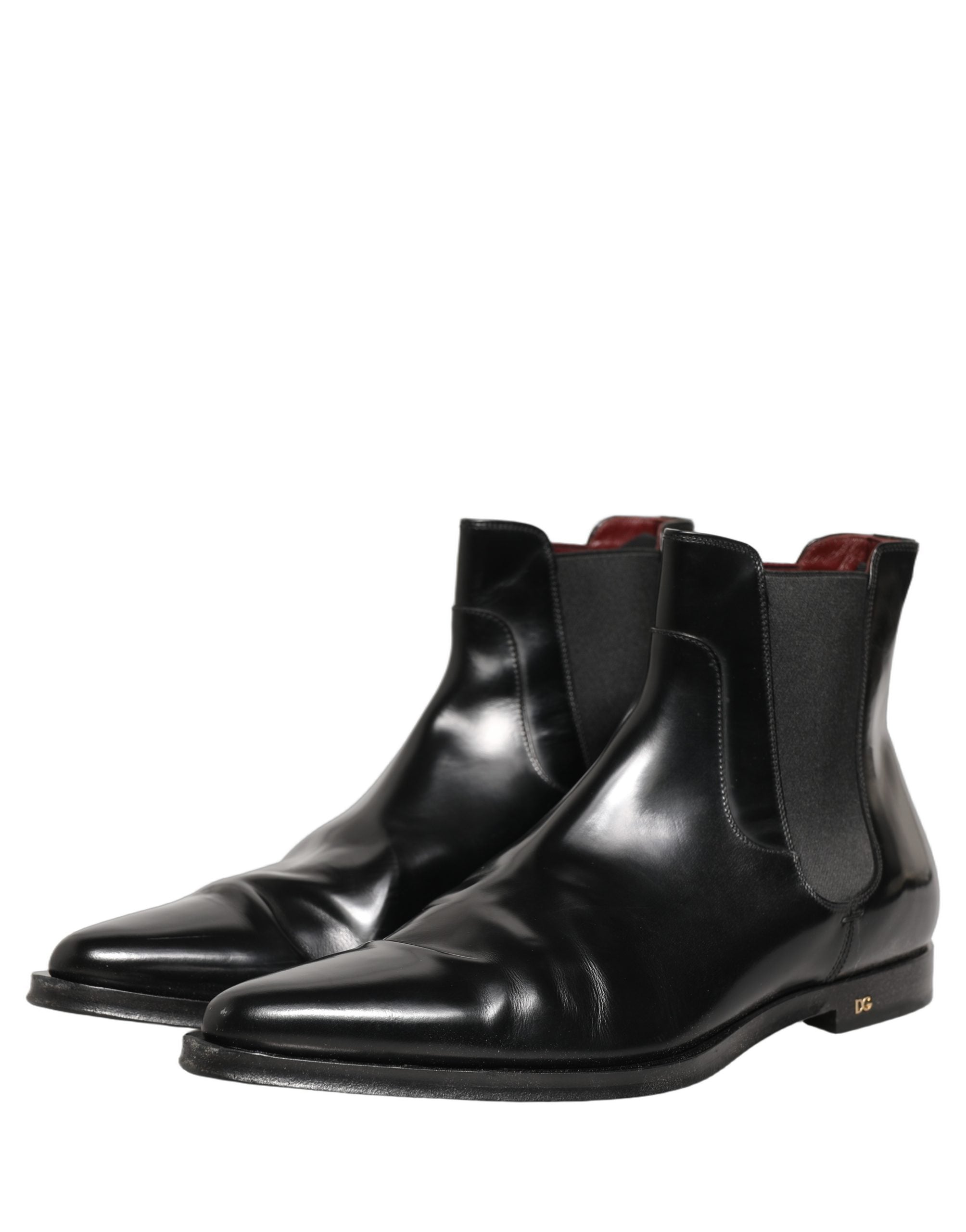 Chaussures bottines Chelsea noires pour homme de Dolce & Gabbana, chaussures slip-on élégantes en cuir.