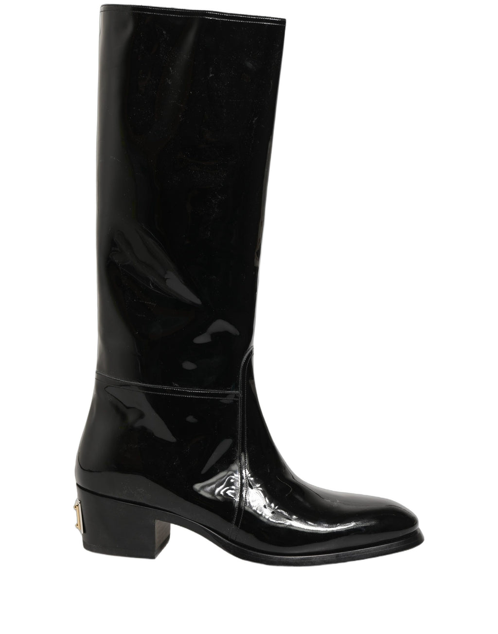 Bottes noires en cuir de haute qualité de Dolce & Gabbana, cuissardes élégantes avec talons hauts et finition sophistiquée.