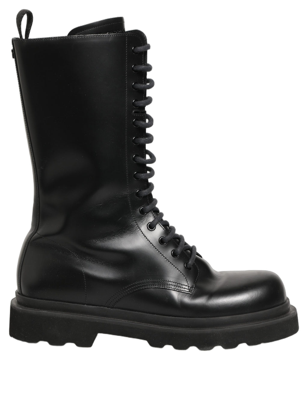 Bottes de combat en cuir noir pour homme de Dolce & Gabbana avec lacets, style robuste et élégant.