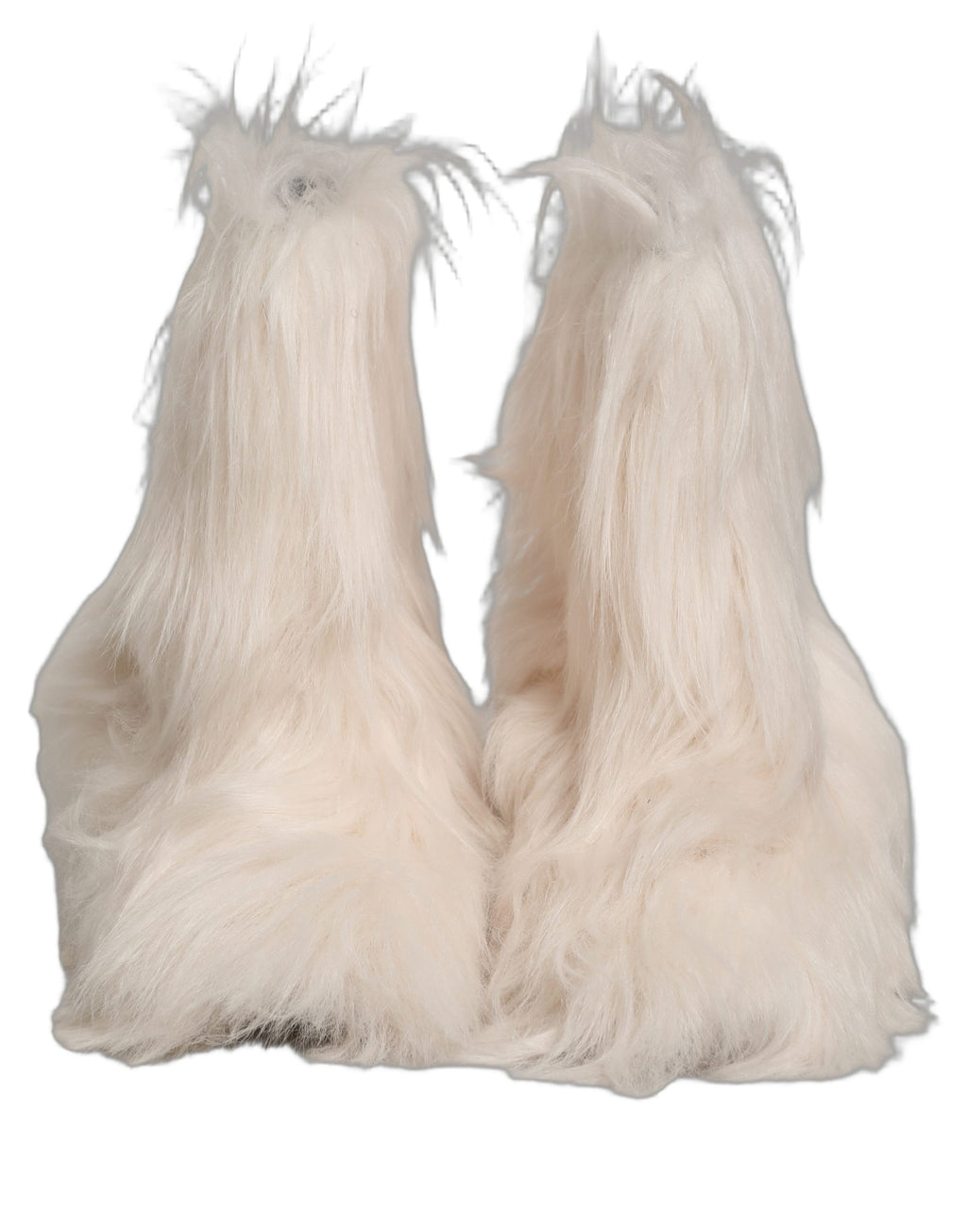 Bottes hommes mi-mollet en fausse fourrure blanche de Dolce & Gabbana, chaussures élégantes et confortables.