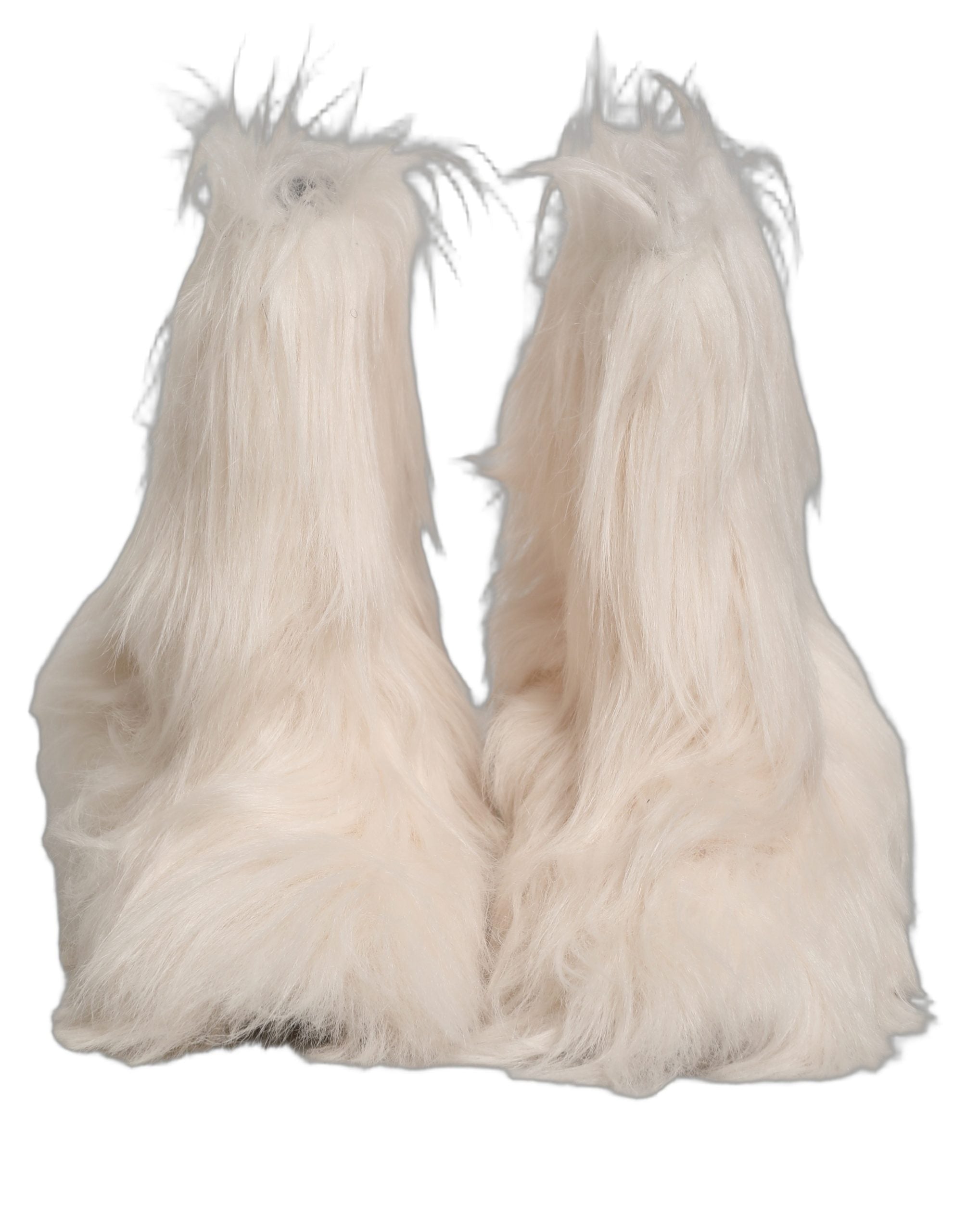 Bottes hommes mi-mollet en fausse fourrure blanche de Dolce & Gabbana, chaussures élégantes et confortables.