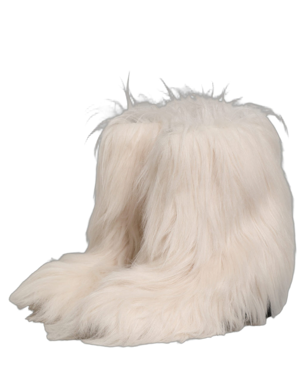Bottes hommes Dolce & Gabbana en fausse fourrure blanche mi-mollet, chaussures élégantes et confortables.
