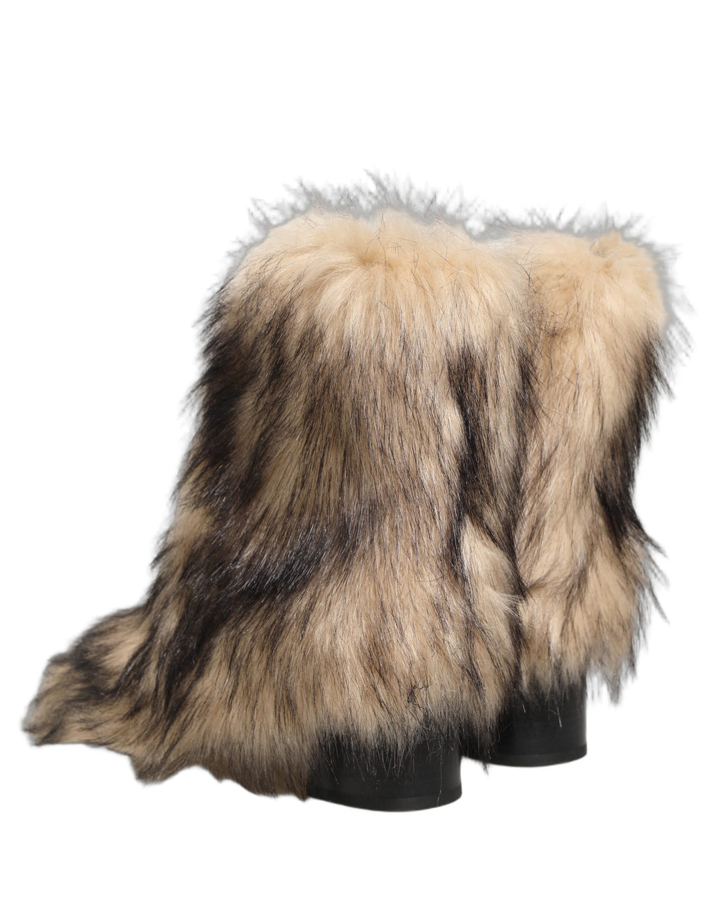 Bottes homme Dolce & Gabbana en fausse fourrure marron mi-mollet, style élégant et chaud, en cuir synthétique.